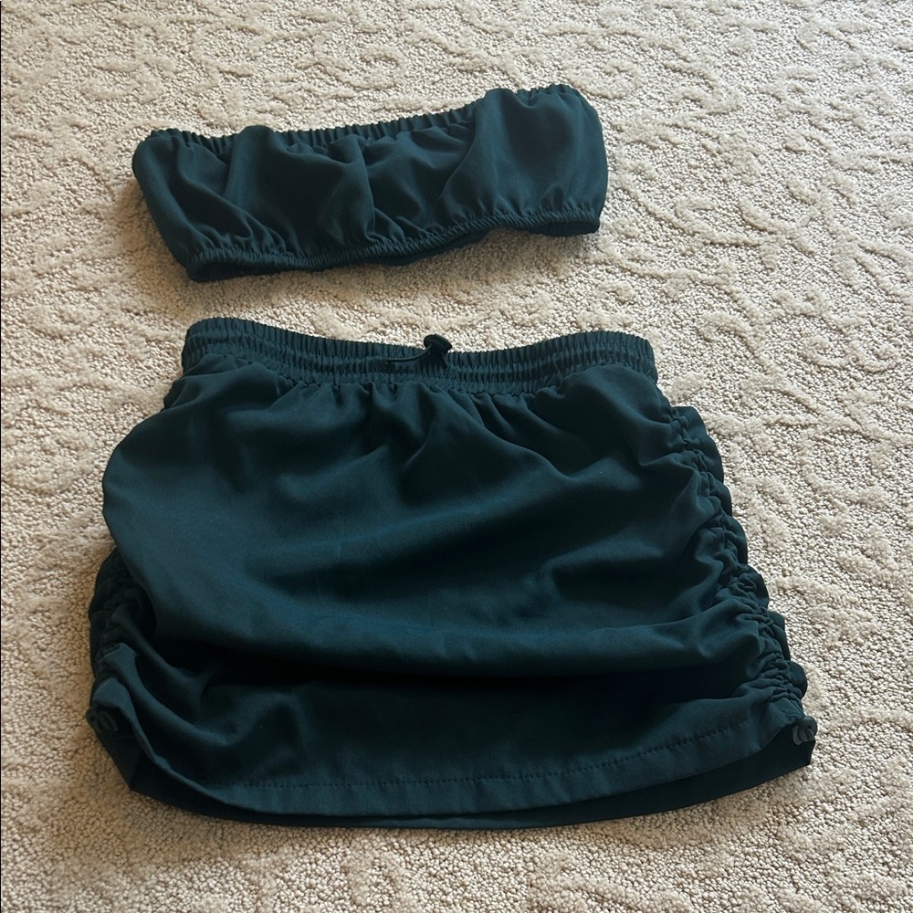 SHEIN Dark Green Skirt Set